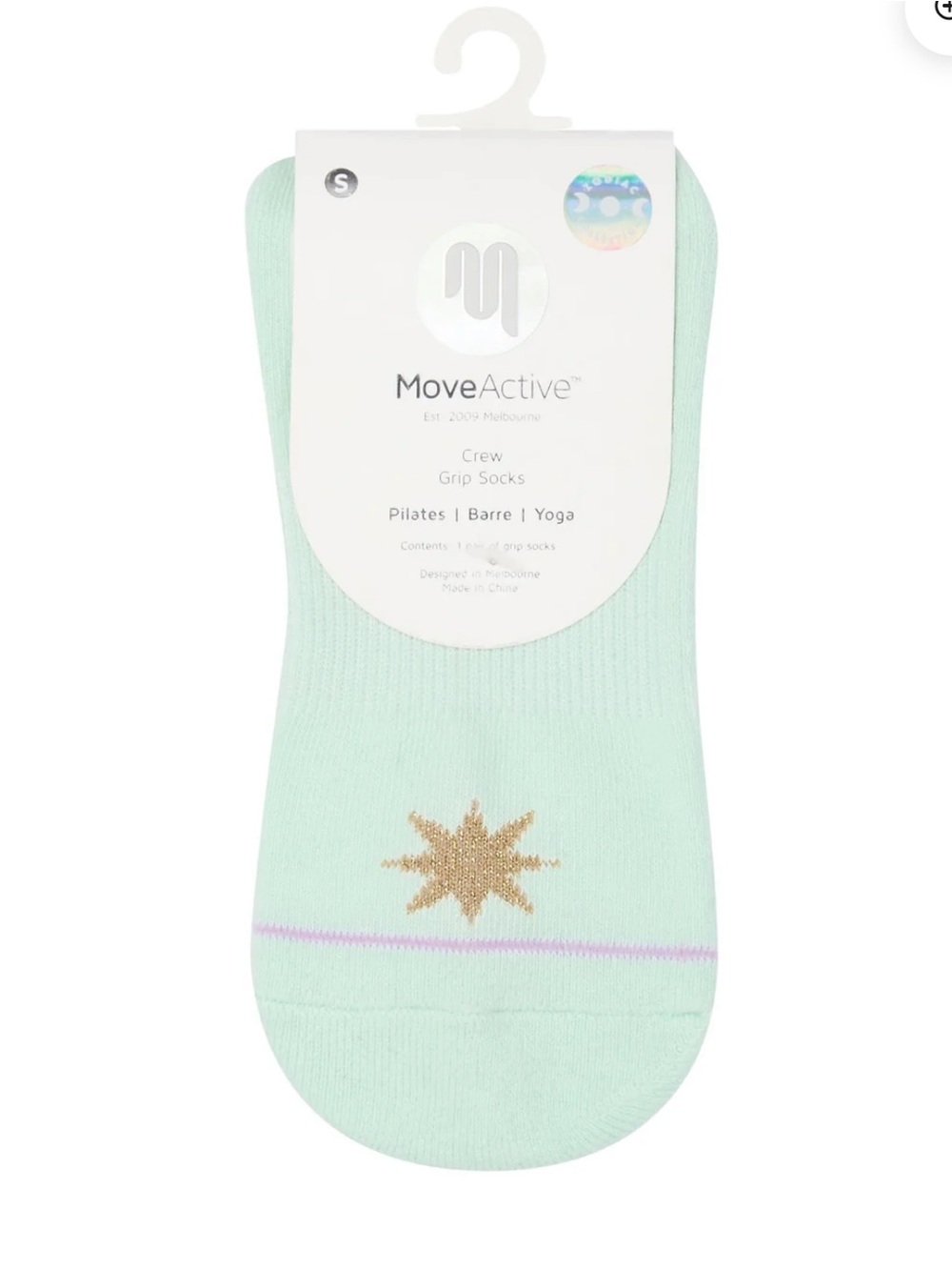 Women's Mint Crew Grip Socks with Gold Star